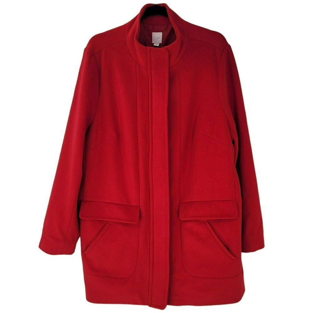 J. Jill Coat XL Ultra Soft Perfect Red Cambridge Stretch Viscose Warm Cozy